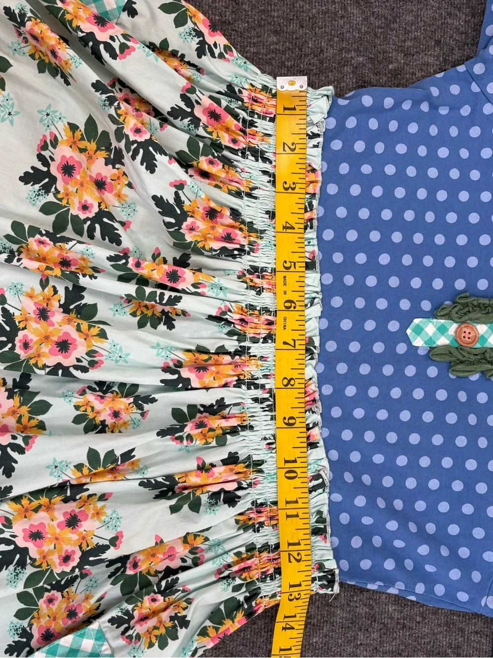 Matilda Jane Girls Size 12 Mixed Print Floral Polka Dot Gingham Dress Pockets